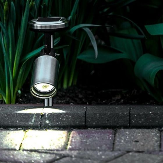 Noma Stainless Steel Silver Spot Pond Path Border Solar Light Garden