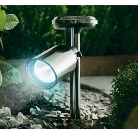 Noma Stainless Steel Silver Spot Pond Path Border Solar Light Garden