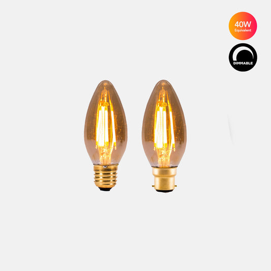 4W LED Vintage Candle Dimmable BC /  ES AMBER 2000K
