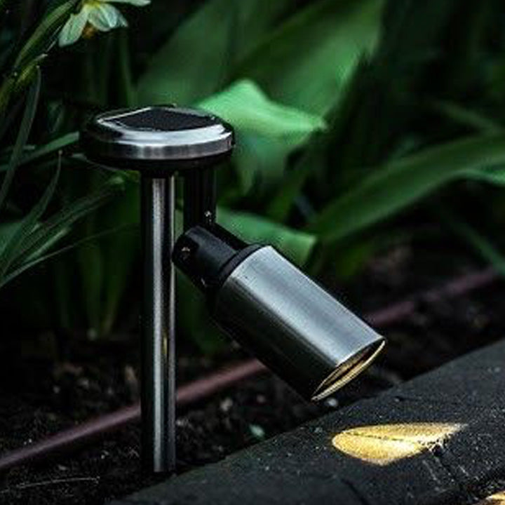 Noma Stainless Steel Silver Spot Pond Path Border Solar Light Garden